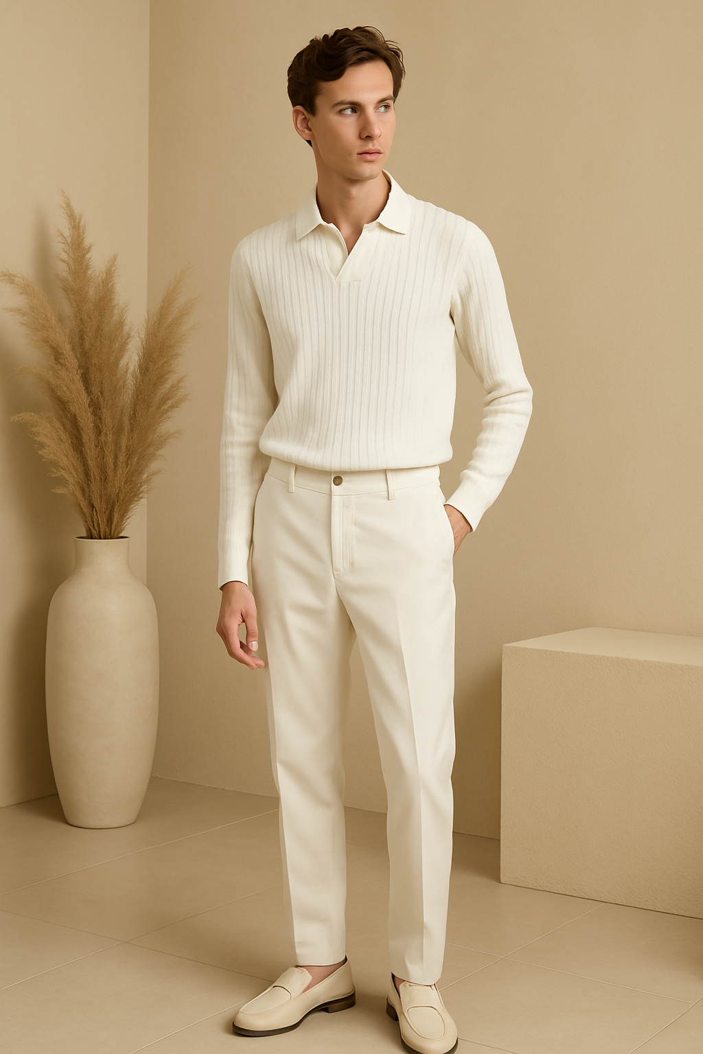 Polo rayé à manches longues