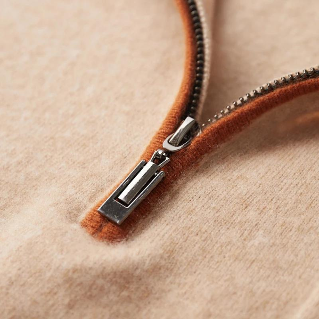 Polo zippé 100 % cachemire