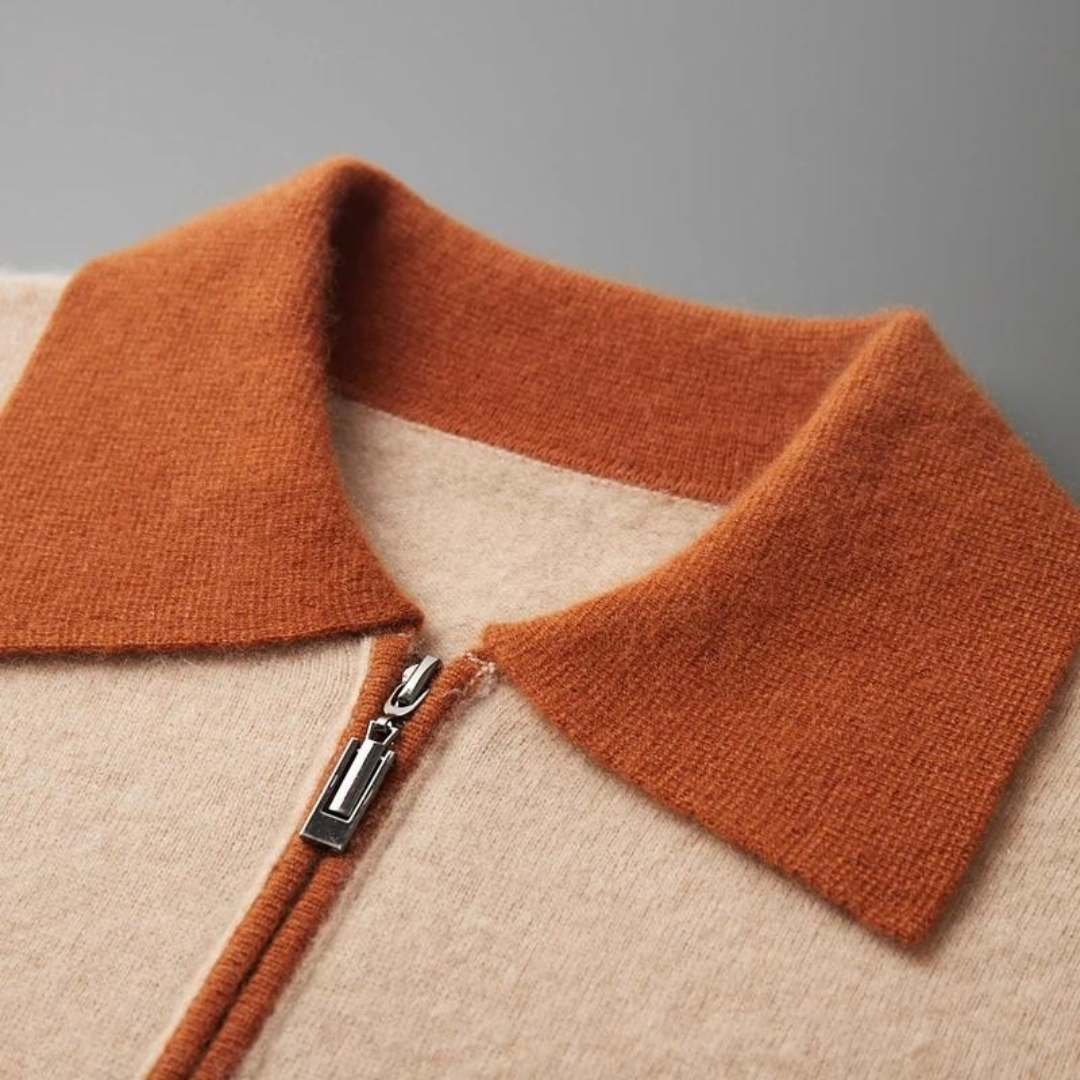 Polo zippé 100 % cachemire