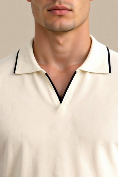 Polo ajusté contrasté