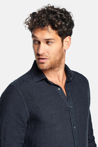 Paris- Chemise en lin bleu marine