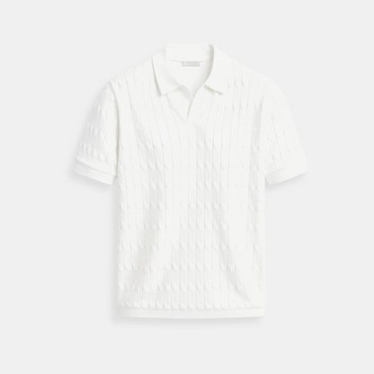 Polo en maille torsadée à col en V de qualité supérieure